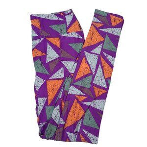 LuLaRoe 80's 90's Y2K Triangles Purple Orange Shapes Leggings One Size OS New